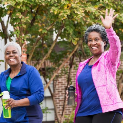 happy african american senior women enjoying activities outside